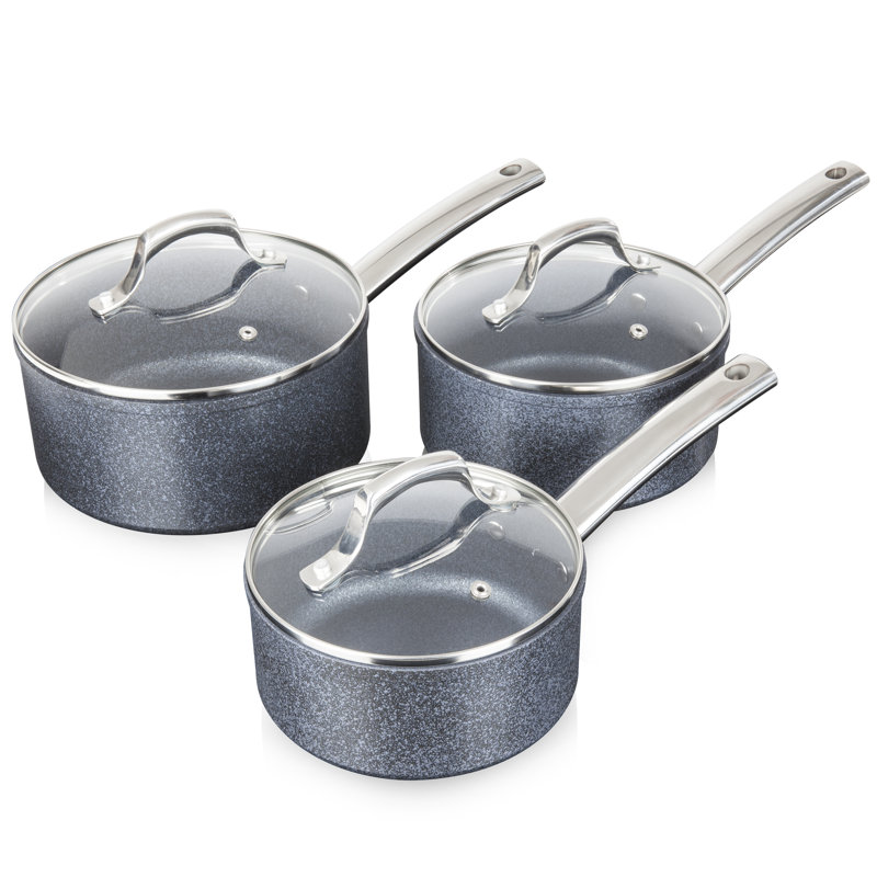 Tower Trustone Induction Pot Set, Non Stick, Easy to Clean, Dishwasher Safe, Violet Black, 3